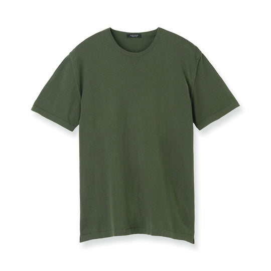 イタリア製コットンニット  半袖クルーネック col.アーミー