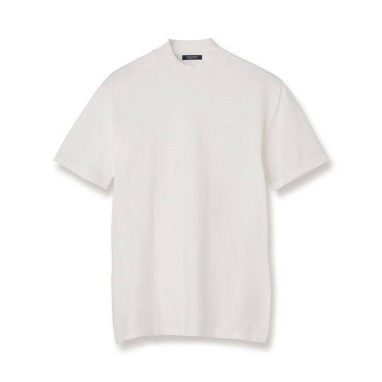 【予約販売】イタリア製コットンニット  半袖モックネック col.ホワイト