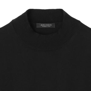 イタリア製コットンニット 半袖モックネック col.ブラック - ARCODIO