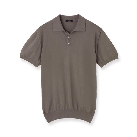 イタリア製コットンニット  半袖ポロ col.グレージュ