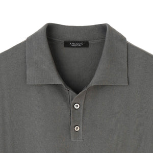 予約販売】イタリア製コットンニット 半袖ポロ col.グレー - ARCODIO