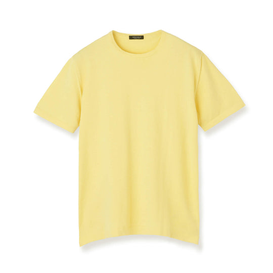 【予約販売】イタリア製コットンニット  半袖クルーネック col.レモン