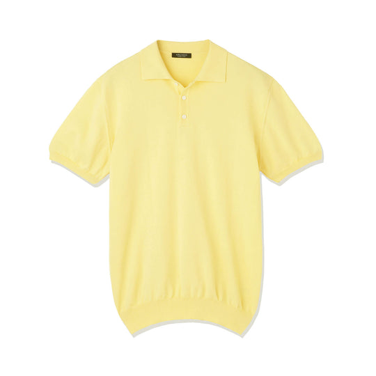 【予約販売】イタリア製コットンニット 半袖ポロ col.レモン