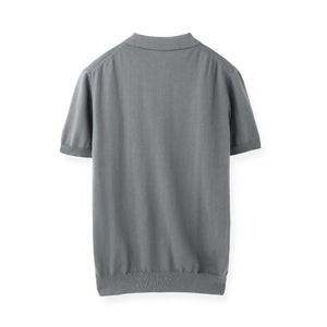 【予約販売】イタリア製 半袖ポロ コットンニット グレー