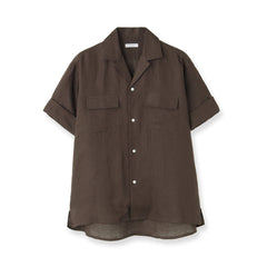 ARCODIO GINO フレンチリネン長袖シャツ ブラウン　38 干場義雅 GINO（ショートポイント） 3Functionsブロード サックスブルー