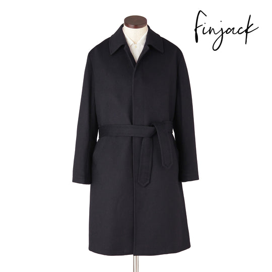 Finjack ウールカシミヤシングルバルカラーコート col.ネイビー