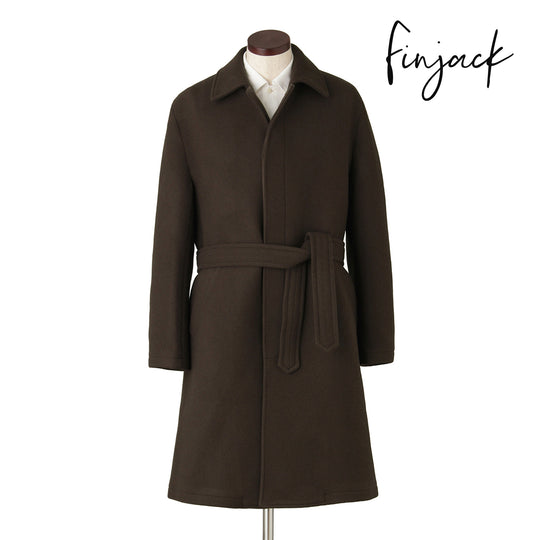 Finjack Loro Piana Fabric ウールカシミヤ シングルバルカラーコート col.ブラウン