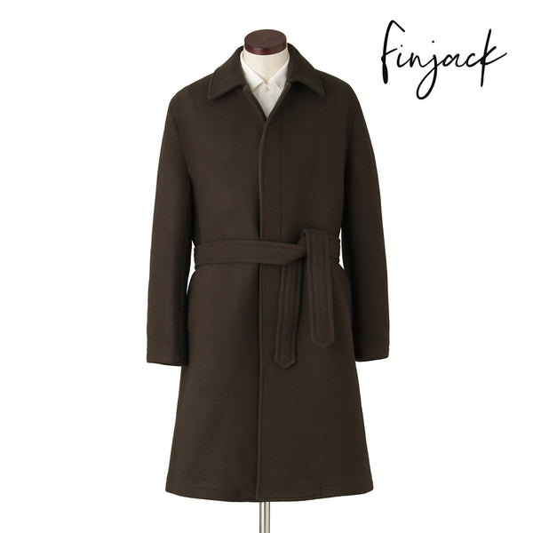 Finjack Loro Piana Fabric ウールカシミヤ シングルバルカラーコート col.ブラウン