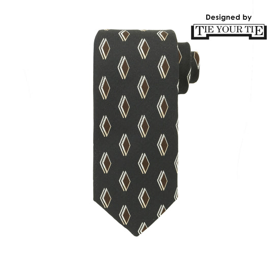 TIE YOUR TIE監修 ハンドメイドネクタイ col.ネイビーｘブラウン