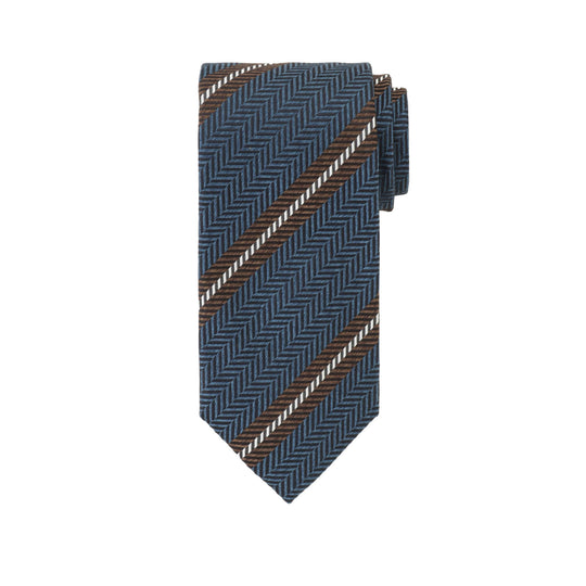 ハンドメイドネクタイ col.ブルー×ブラウン