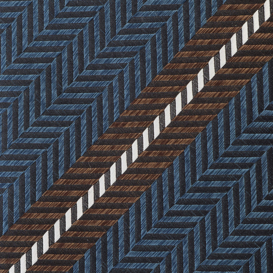 ハンドメイドネクタイ col.ブルー×ブラウン