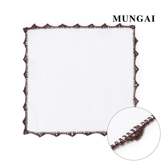 MUNGAI レースパイピング リネンポケットチーフ col.ブラウン