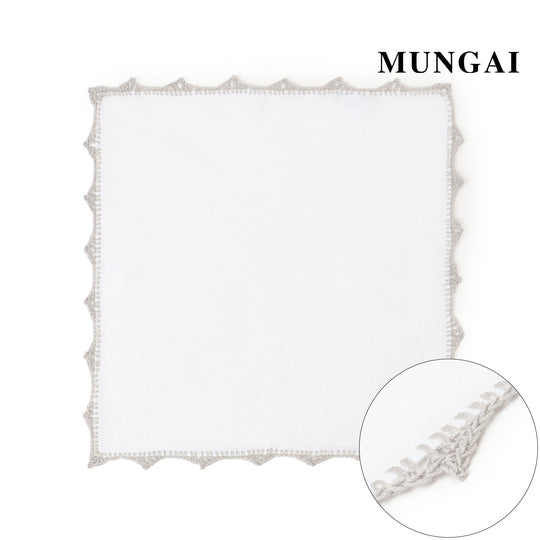 MUNGAI レースパイピング リネンポケットチーフ col.ベージュ