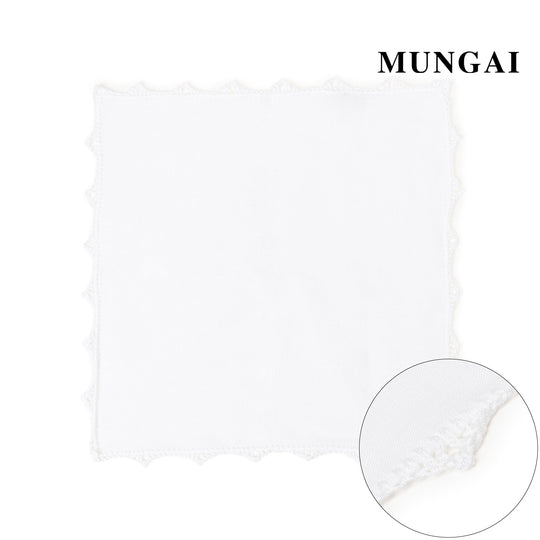 MUNGAI レースパイピング リネンポケットチーフ col.ホワイト