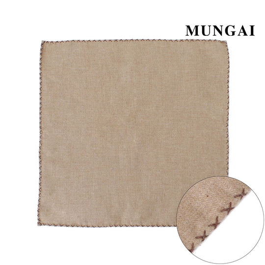 MUNGAI コットンフランネル ポケットチーフ col.ベージュ×ブラウン