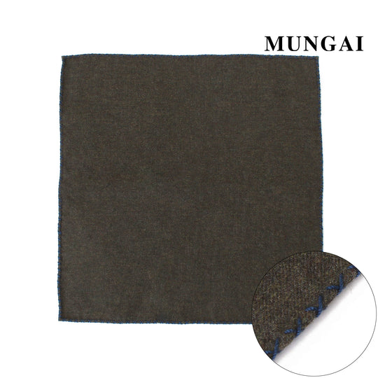 MUNGAI コットンフランネル ポケットチーフ col.カーキ×ネイビー