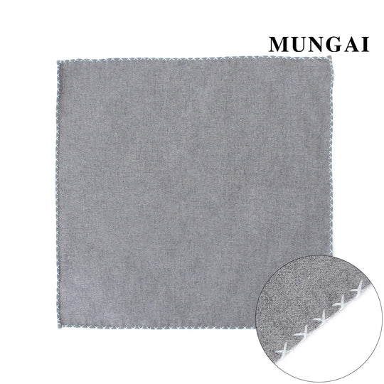 MUNGAI コットンフランネル ポケットチーフ col.グレー×サックス
