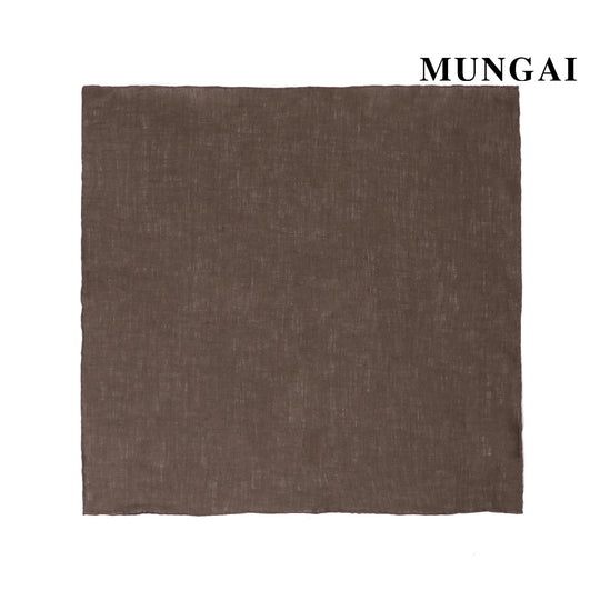 MUNGAI ハンドロールステッチ リネンポケットチーフ col.ブラウン