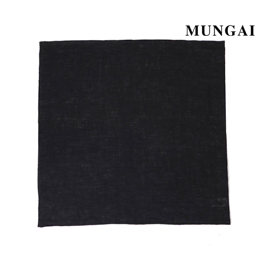 MUNGAI ハンドロールステッチ リネンポケットチーフ col.ブラック